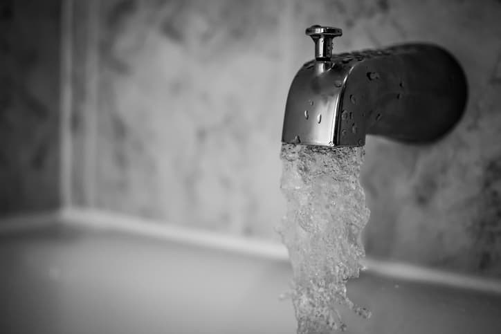 bathtub faucet with running water